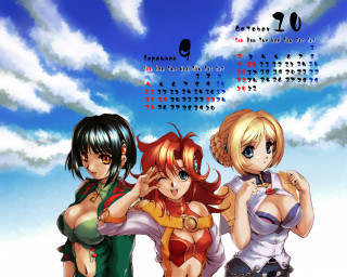 Anime girls calendar blue sky - a calendar free wallpaper