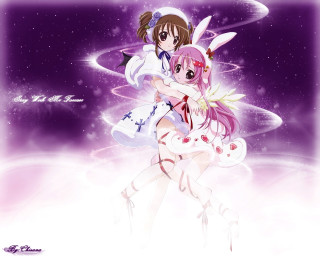 Anime hug purple star moon - a purple sky free wallpaper