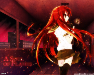 Red haired girl hallway anime - a hallway free wallpaper