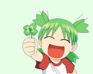 Cartoon greenhair redshirt clover smile - a red shirt holding free wallpaper