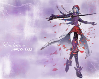 Woman sword purple hearts leaves - graceful free wallpaper