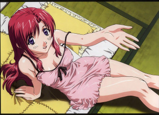 Woman anime lying bed blush - her body free wallpaper