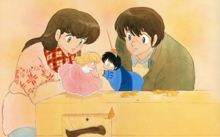 Couple holding child cat ayako - a child free wallpaper