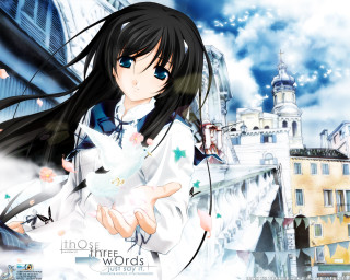Anime girl white cat cityscape - a anime girl holding free wallpaper