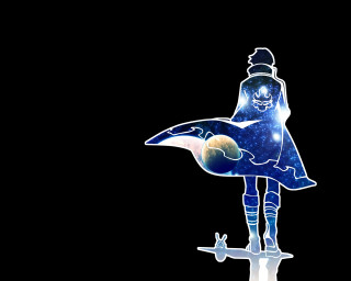 Girl blue dress bird stars - a blue dress holding free wallpaper