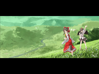 Anime girls field mountain valley - two anime girl free wallpaper for desktop