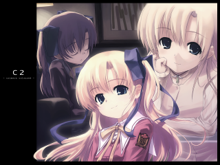 Anime girls school uniform sisters - a group of anime girls sitting next free wallpaper