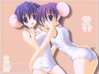 Purple haired twins in china - white dress free wallpaper