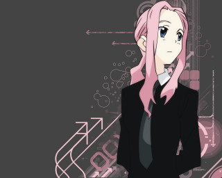 Pink hair woman black suit - a black suit free wallpaper
