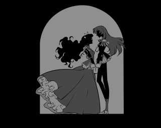Dark rococo illustration two girls - aubrey beardsley free wallpaper