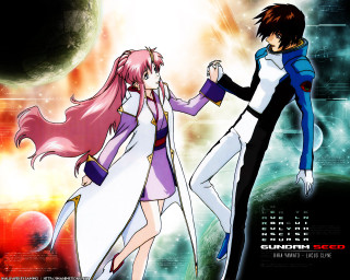 Anime couple space planet poster - a planet in the background free wallpaper