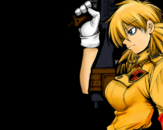 Woman yellow uniform gun anime - her hand and a gun free wallpaper