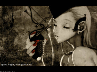 Gothic anime cyberpunk woman scissors - cyberpunk art free wallpaper