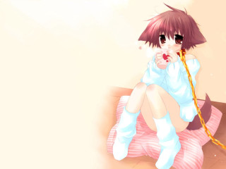 Girl sitting pink dress anime 2 - a chain free wallpaper