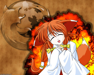 Red haired girl fire autumn - a wolf free wallpaper