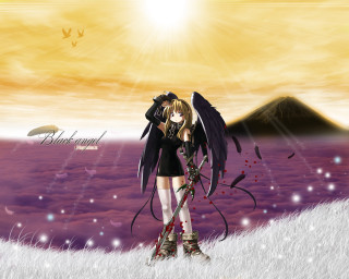 Angel wings snow mountain sunset - over her head free wallpaper