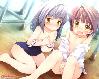 Anime girls floor white shirt - their back free wallpaper for desktop