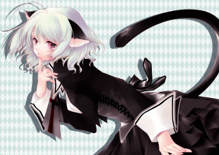 Anime catgirl gothic portrait argyle - a bag free wallpaper