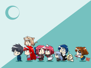 Cartoon characters line halfmoon anime 2 - a group of cartoon characters free wallpaper