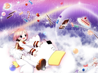 Girl horse rainbow stars clouds - a rainbow background free wallpaper