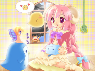 Girl bird horns braid pink - a bed next free wallpaper