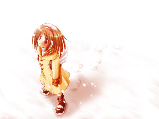 Girl yellow coat boots snow - a yellow coat free wallpaper