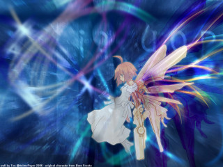 Girl sword blue background angel - a girl free wallpaper