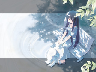 Girl bench water hat anime - her head and a hat free wallpaper