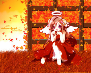 Angel wings girl autumn leaves - angel free wallpaper