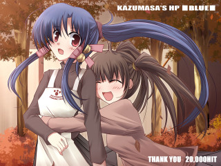 Autumn hugging anime girls blue - a caption free wallpaper