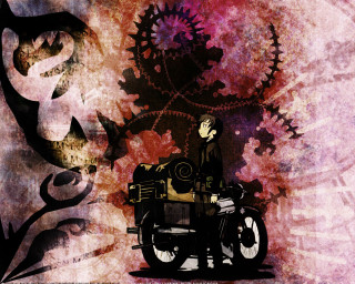 Man motorcycle floral background clock - the wall behind free wallpaper
