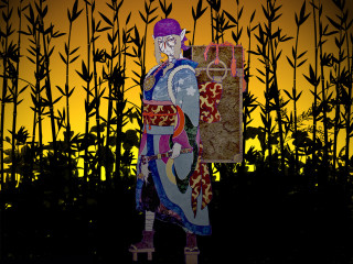 Sunset bamboo portrait fireworks kimono - a sunset background free wallpaper