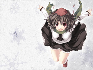 Flying woman blackwhite dress hat - her arm free wallpaper