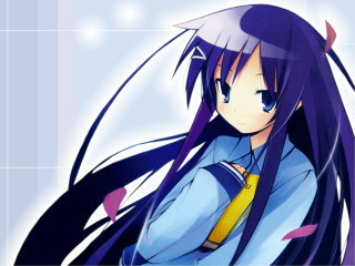 Anime girl purple hair blue 15 - a blue shirt free wallpaper