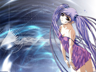 Purple hair night sky fireworks - long purple hair free wallpaper