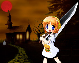 Gothic alice knife night pumpkin - a dark area free wallpaper
