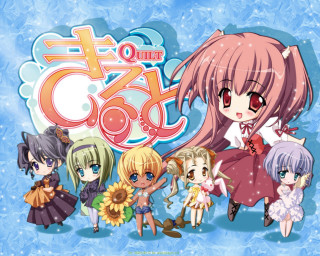 Anime girls blue background jigsaw - a blue border free wallpaper