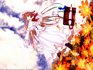 Girl flying white dress flower - kyoto animation free wallpaper for desktop