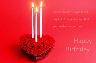 Heart shaped vase roses candles - a happy birthday message free wallpaper