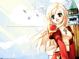Blonde girl red dress bird - long blonde hair free wallpaper
