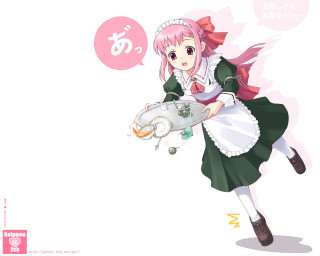 Maid girl food thought bubble - destructive free wallpaper for desktop