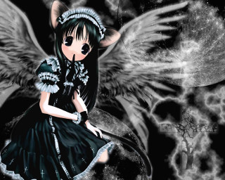 Angel wings gothic anime portrait - angel free wallpaper