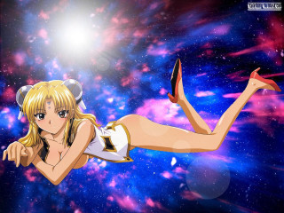 Flying woman star space anime - a star in the background free wallpaper