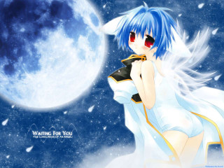 Blue haired girl fullmoon space - a full moon free wallpaper
