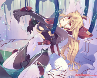 Woman costume bed cat anime - her lap and a cat free wallpaper