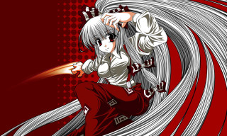Anime girl white hair red 2 - white dot free wallpaper