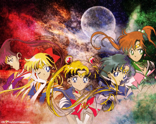 Anime girls space stars colorful - a colorful sky free wallpaper