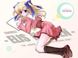 Elisabeth blonde blue bow smile - a tablet computer free wallpaper