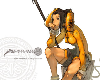 Woman sword orange outfit rock - a yellow outfit holding free wallpaper