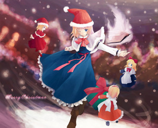 Girl blue dress santa hat - other girl free wallpaper
